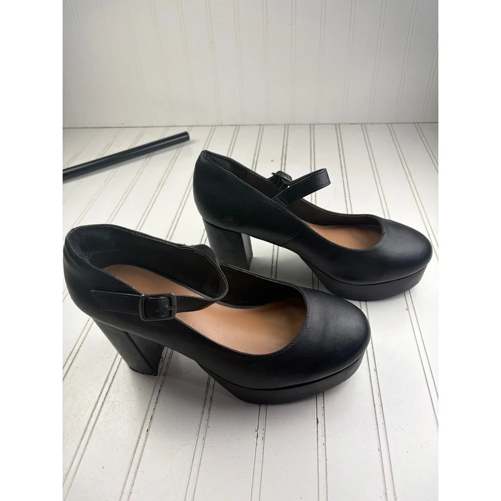 Lane Bryant Vintage Y2K Black Platform Mary Jane Chunky Heels Women's Size 8.5